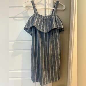 J Crew chambray stripe ruffle dress